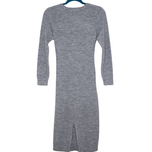 ENGLISH FACTORY Tie Waist Sweater Knit Dress Long Sleeve Heather Grey Women's S - Picture 6 of 11